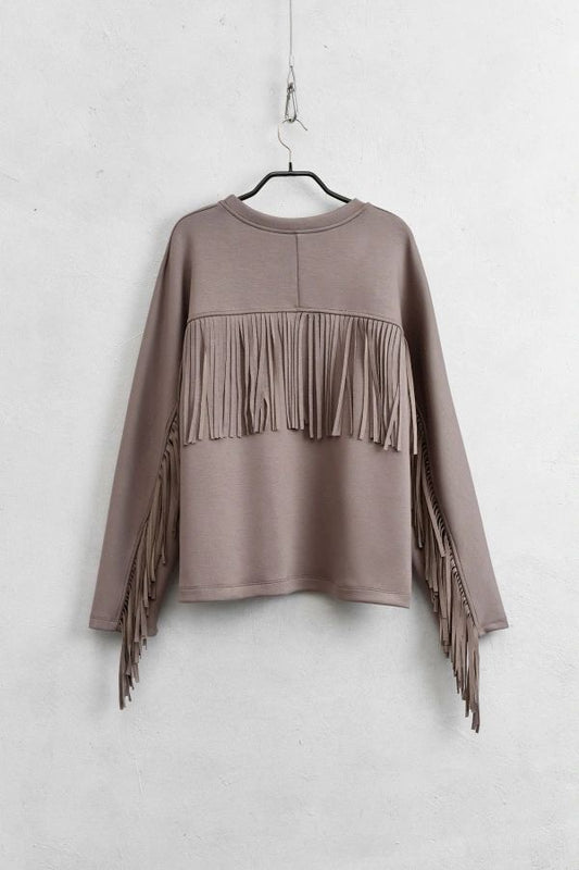 Lumina oversized sweatshirt franjes mud grey
