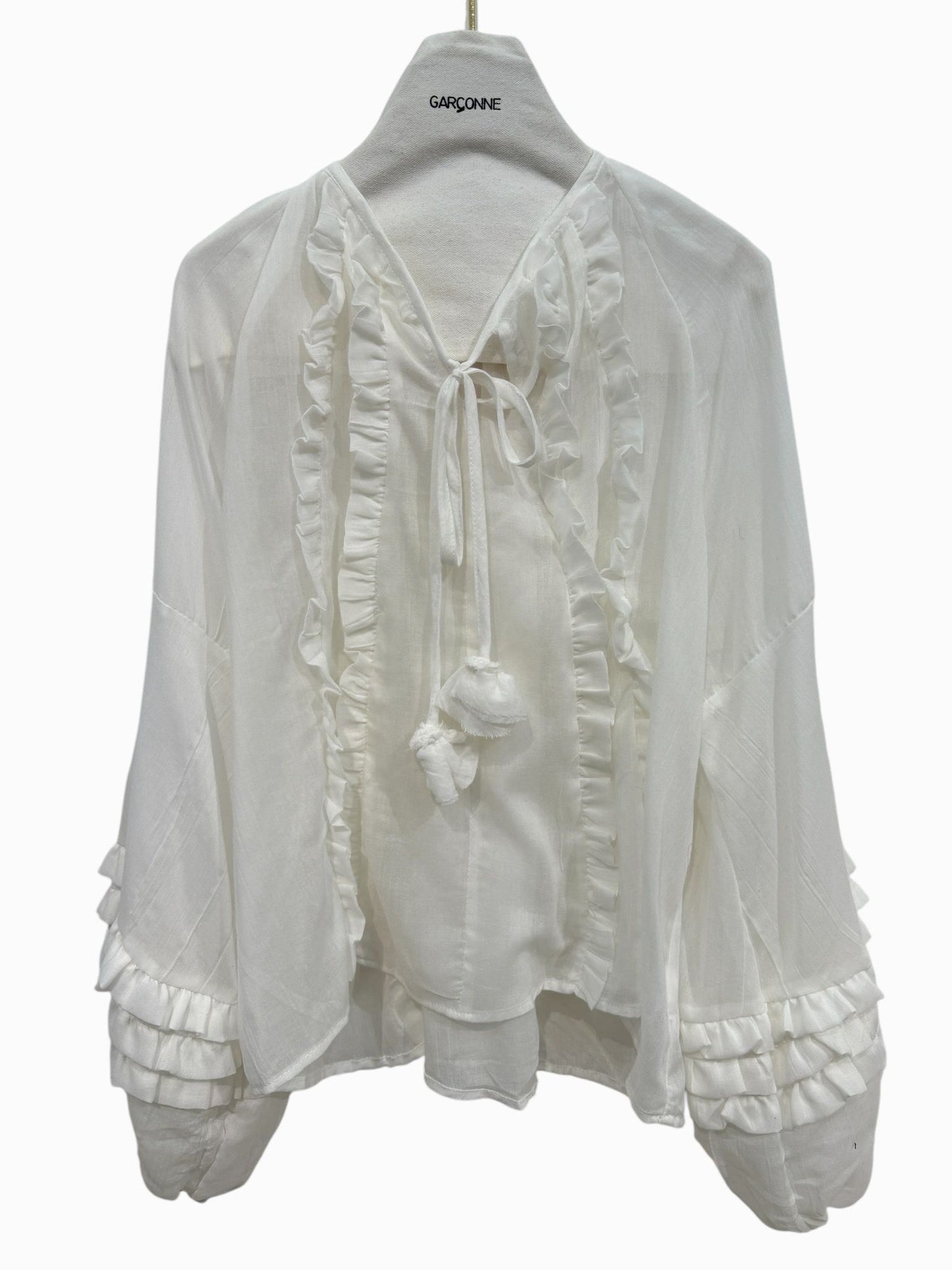 Garçonne top ruches geel