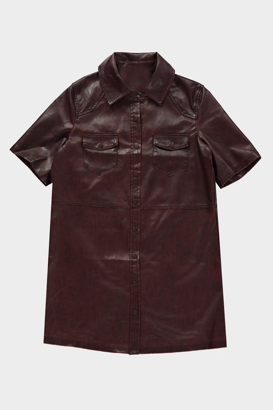 Jurkje doorknoop vegan leather bordeaux