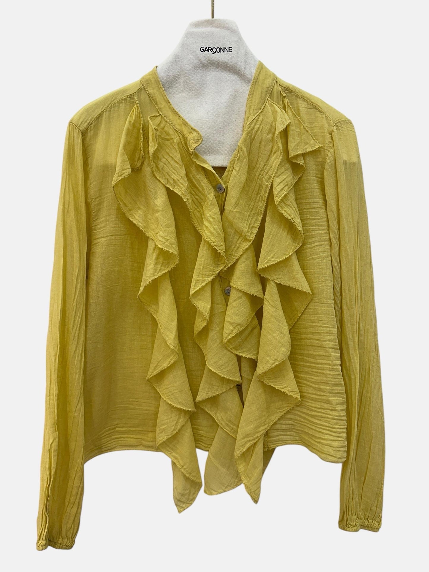 Garçonne Sofia volant blouse geel