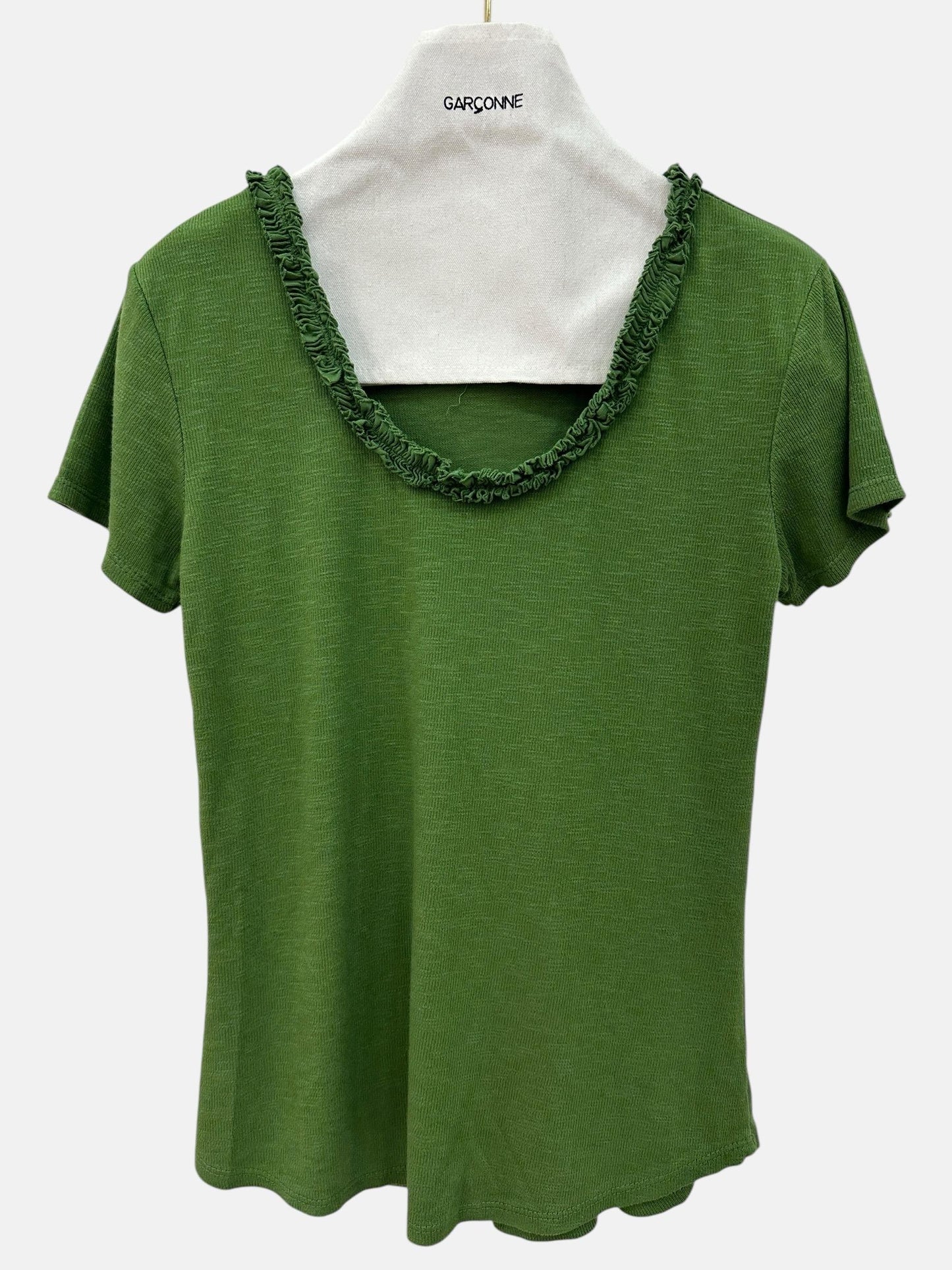 Garçonne Cleo frou frou top groen