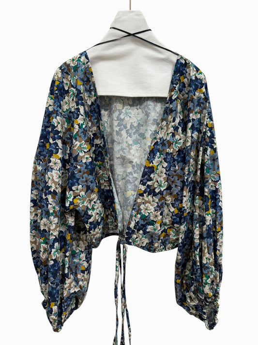 Garçonne flower top blauw