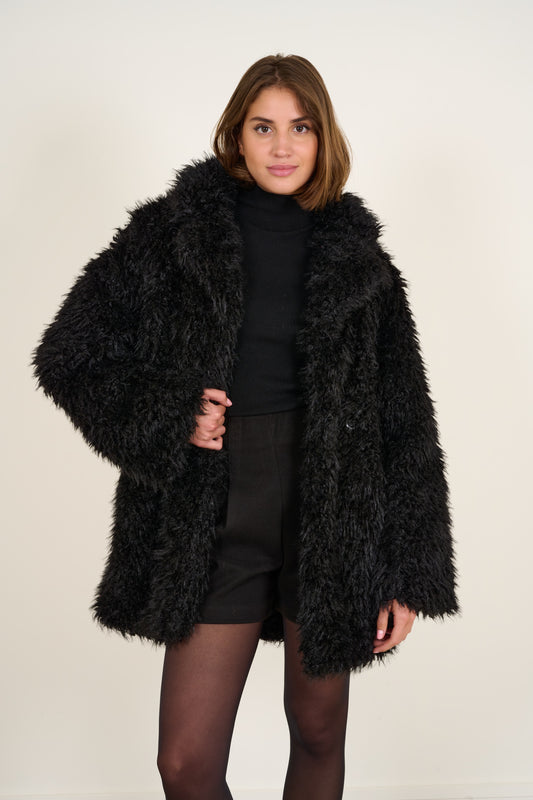 Fake fur jas - Zwart