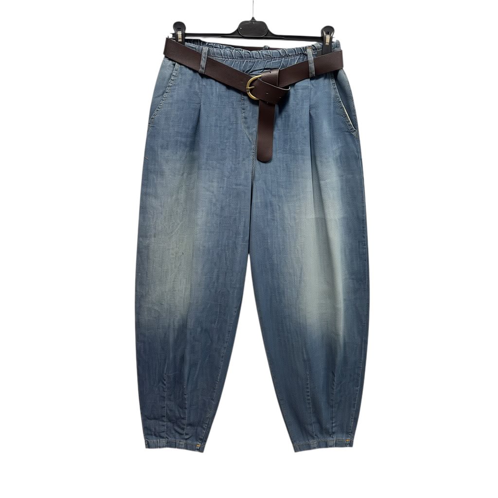 Washed barrel jeans blauw