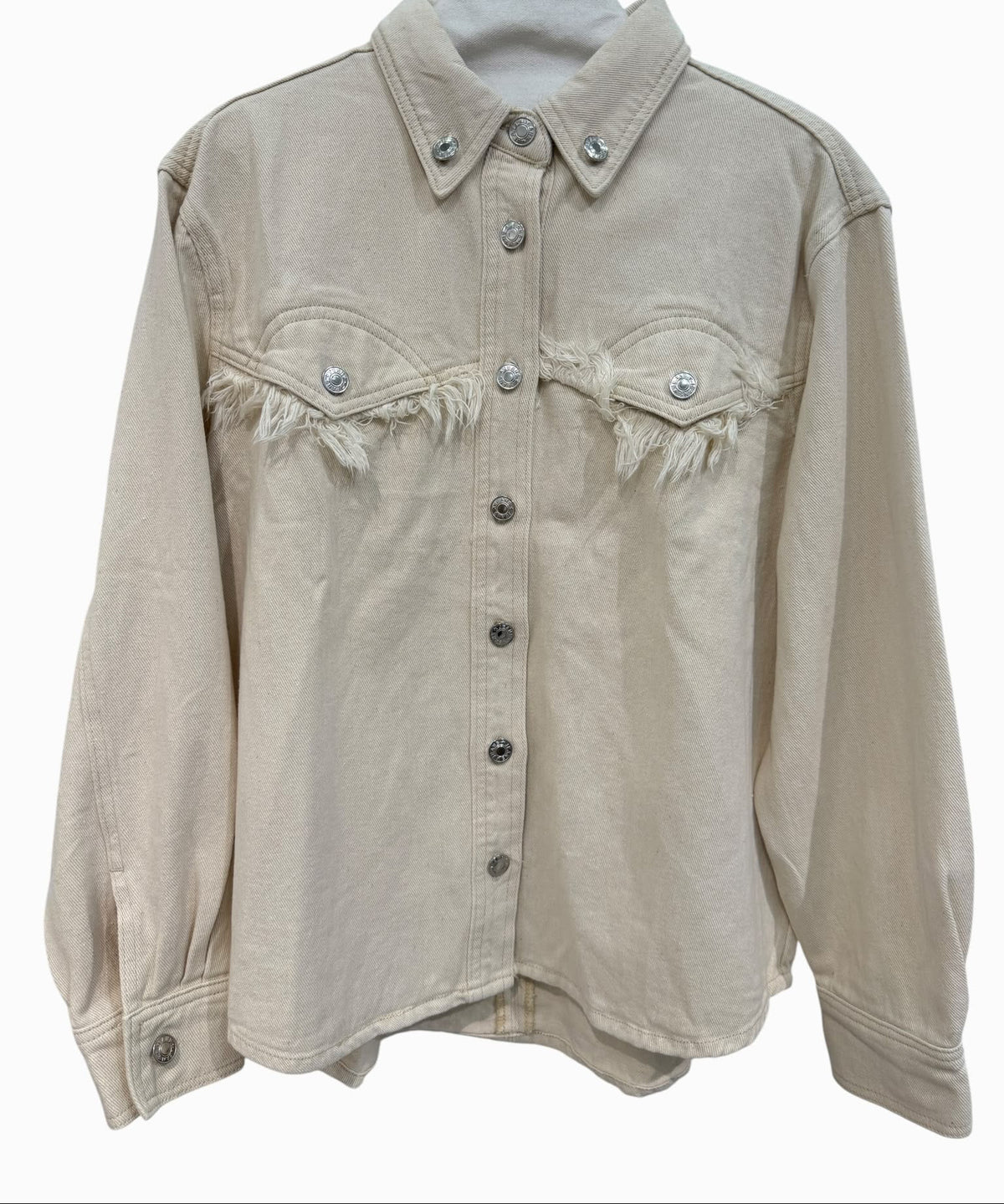Jeans blouse franjes crème