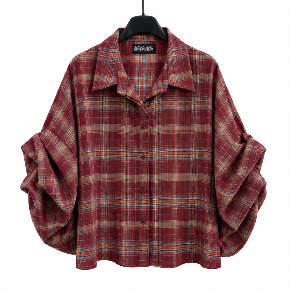 Blouse geruit bordeaux