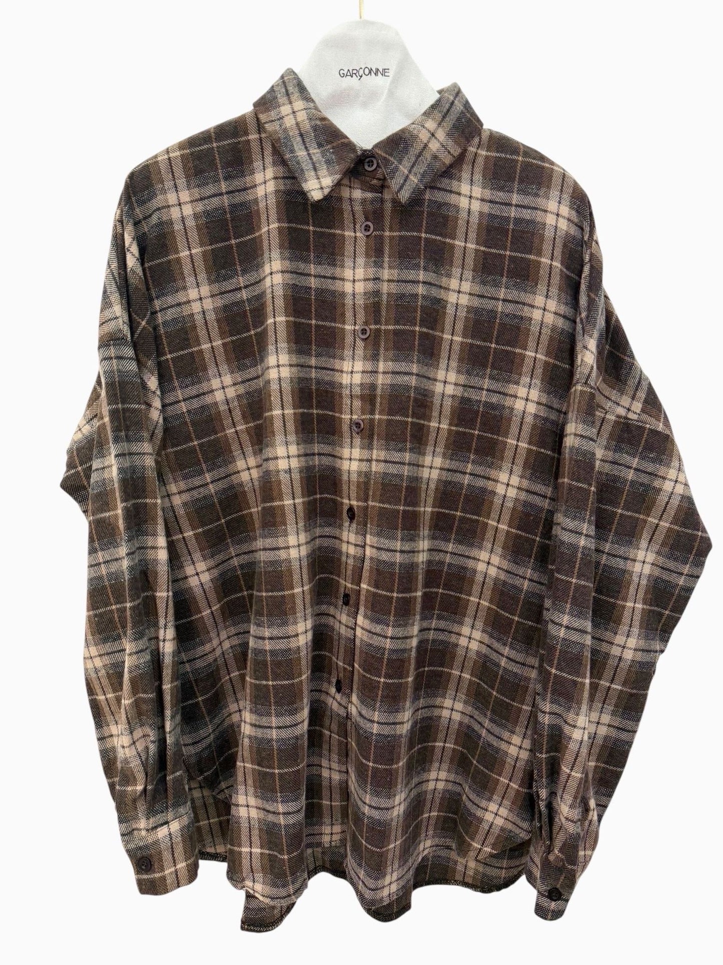 Garçonne blouse ruit bruin