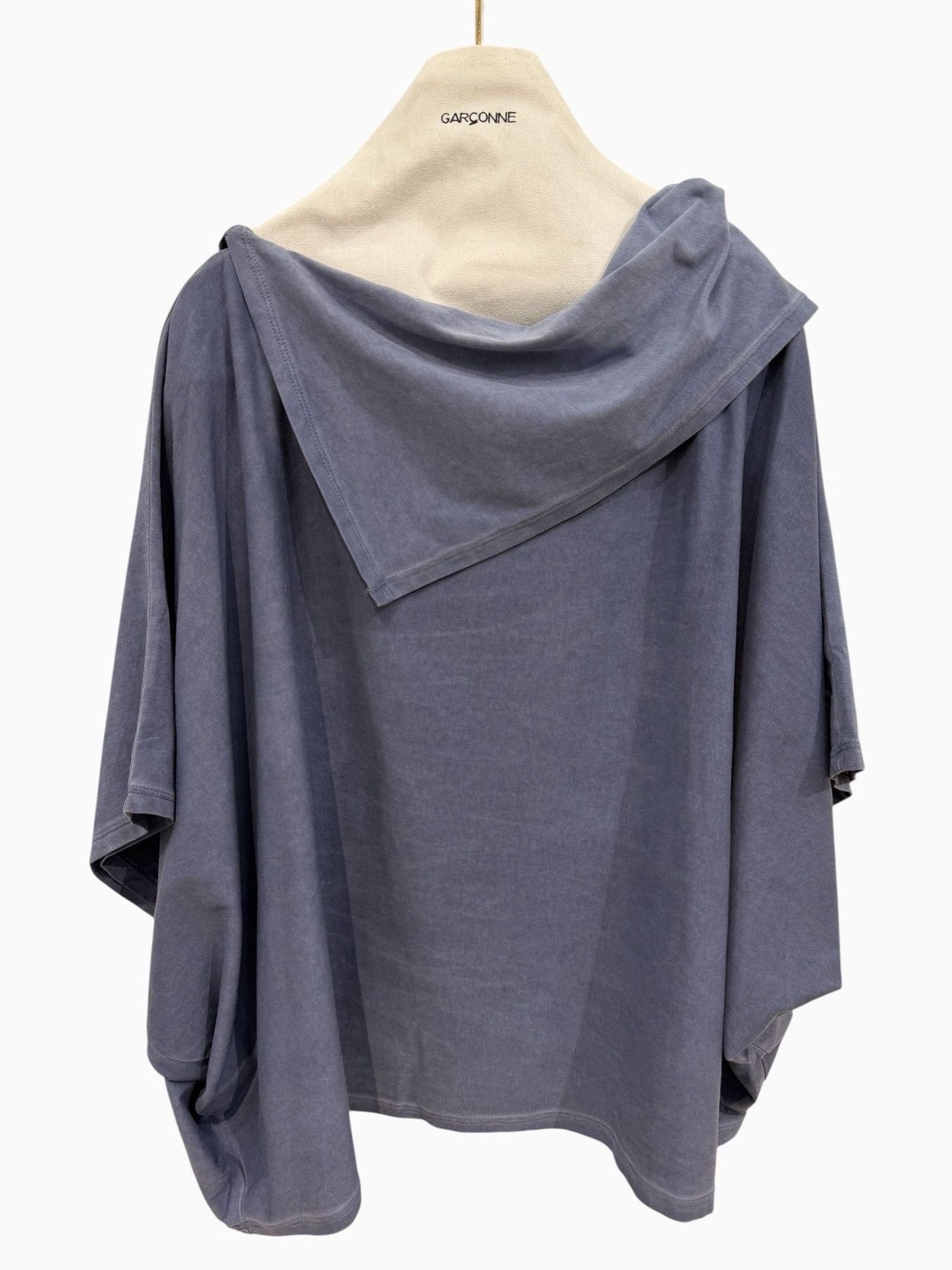 Garçonne top kraagdetail jeansblauw
