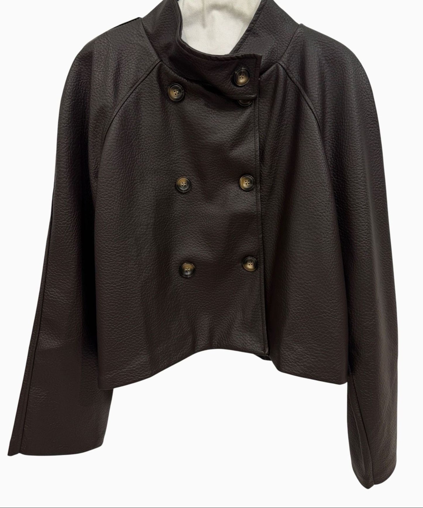 Vegan leather jasje bruin