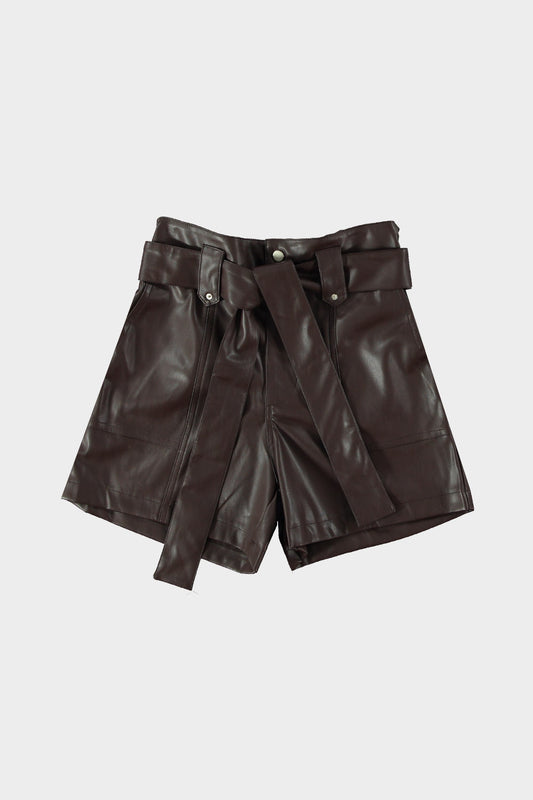 Short vegan leather bruin