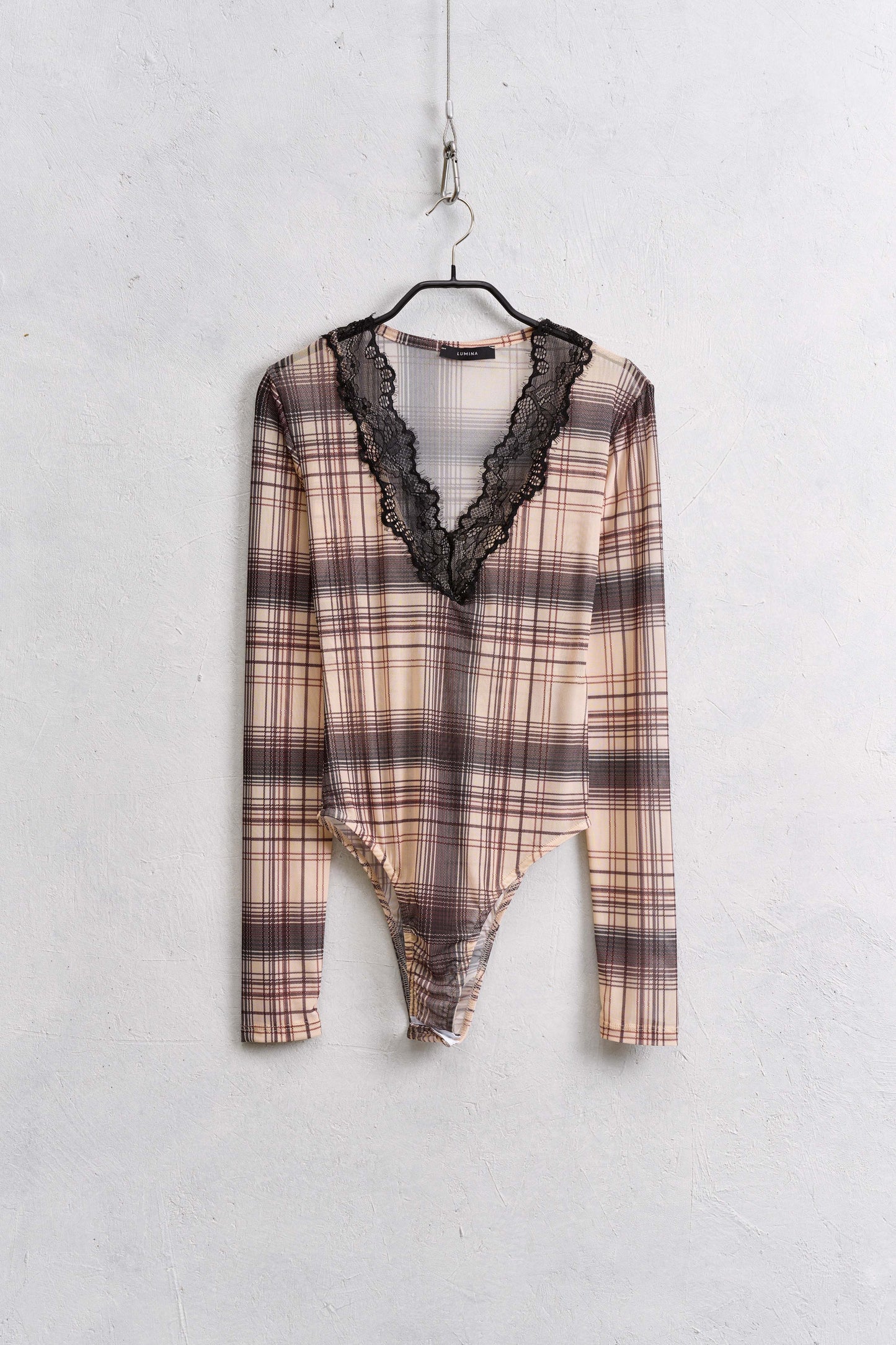 Lumina mesh body lace detail bruin