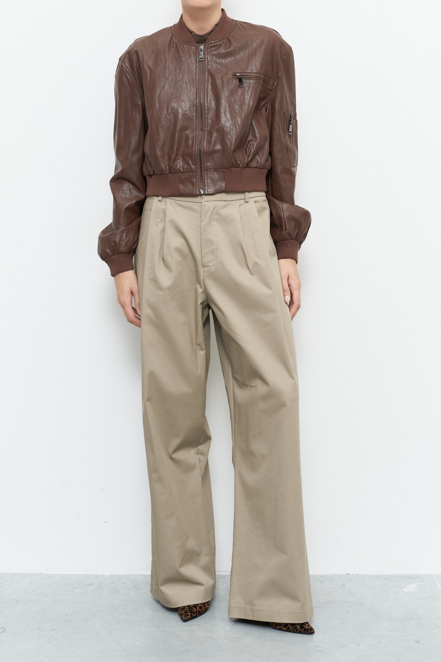 Lumina vegan leather bomberjack - Bruin