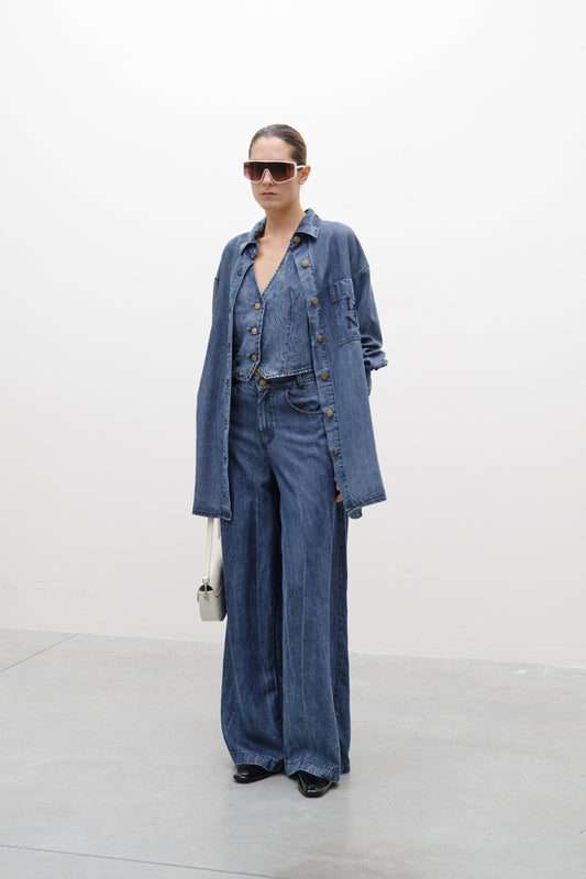 Lumina oversized denim blouse - Blauw