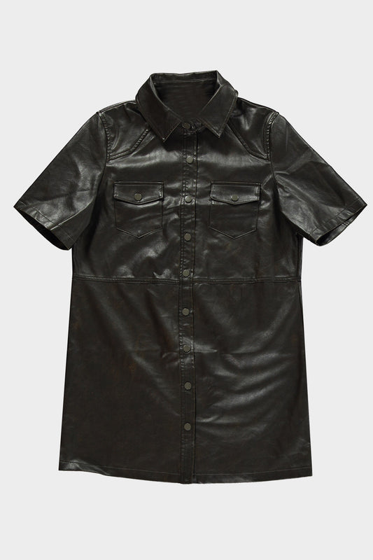 Jurkje doorknoop vegan leather bruin