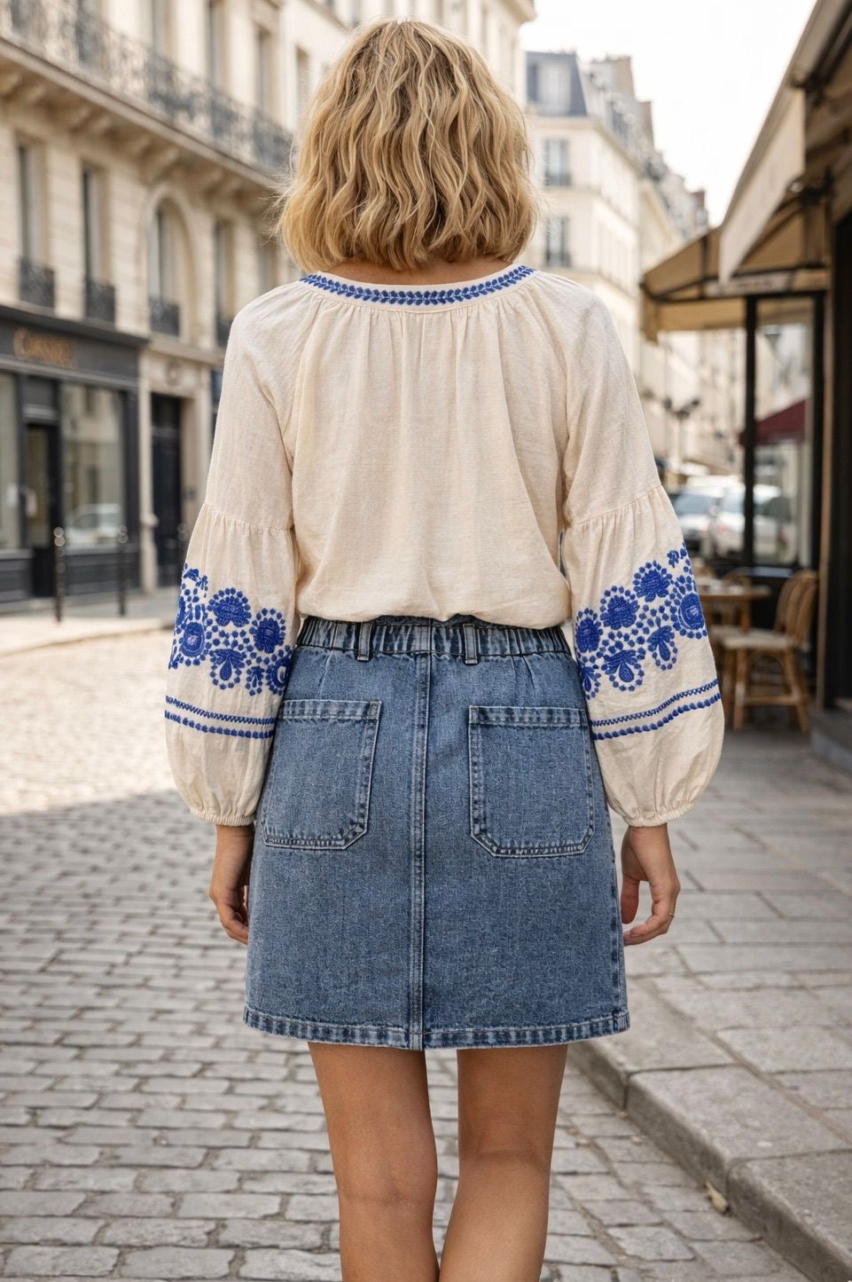 Blouse bohemian details crème