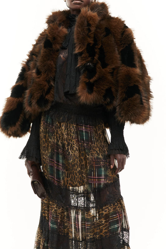 Lumina fake fur animal print jas bruin