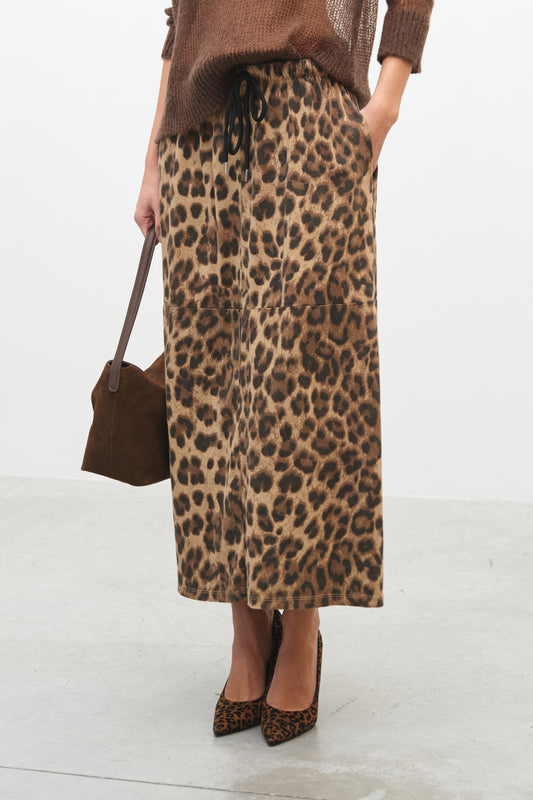 Lumina lange rok leopard - Camel