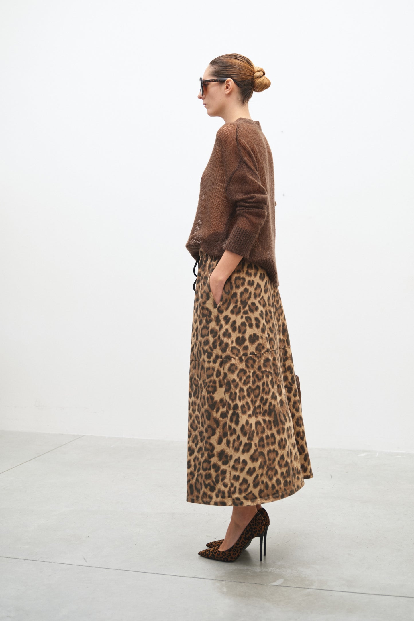 Lumina lange rok leopard - Camel