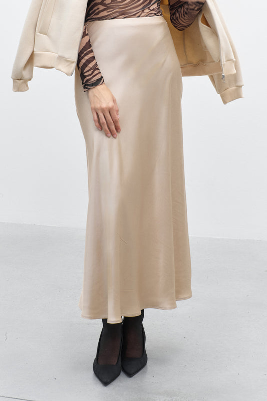 Lumina satijnen rok - Crème