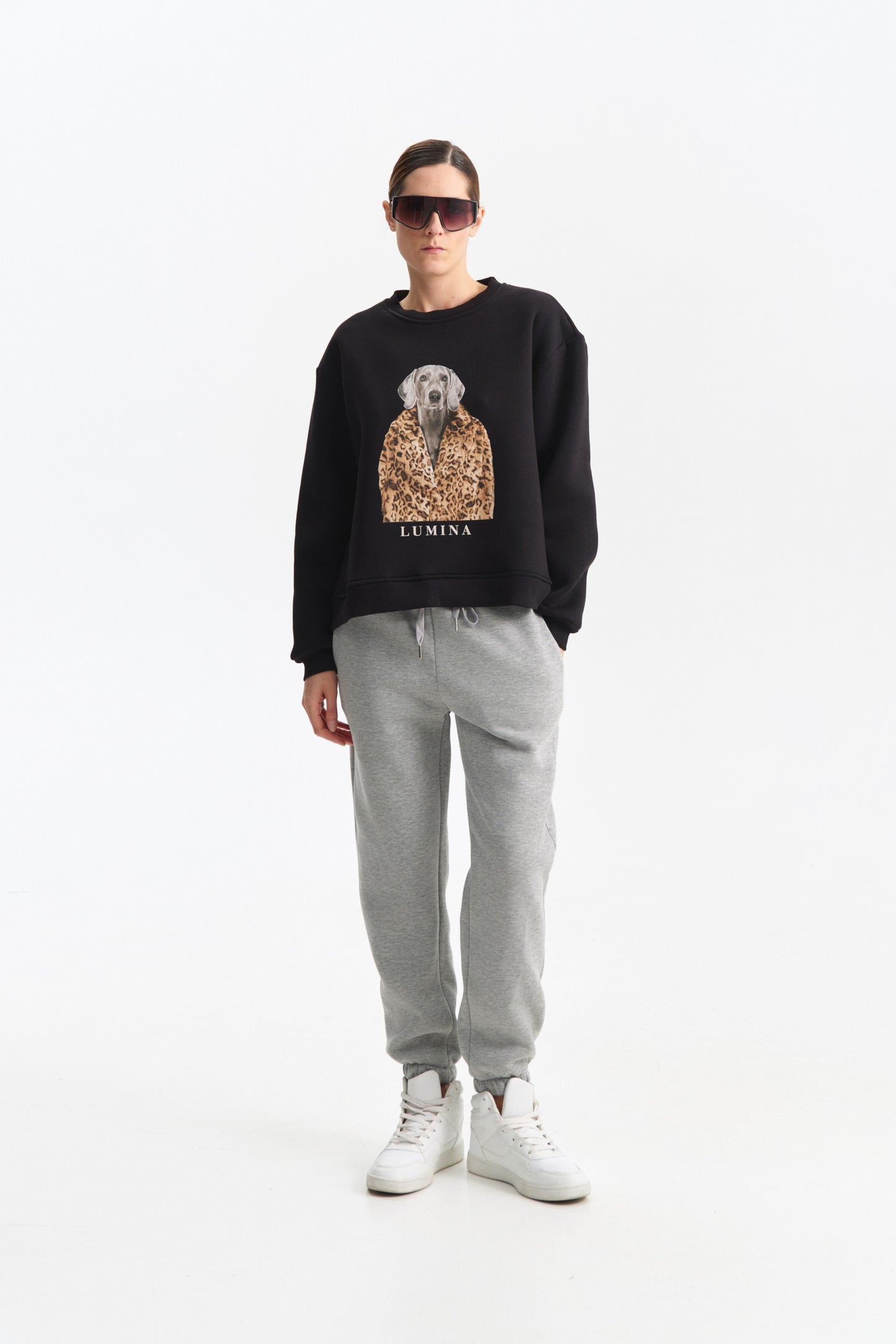 Lumina sweater met print - Zwart