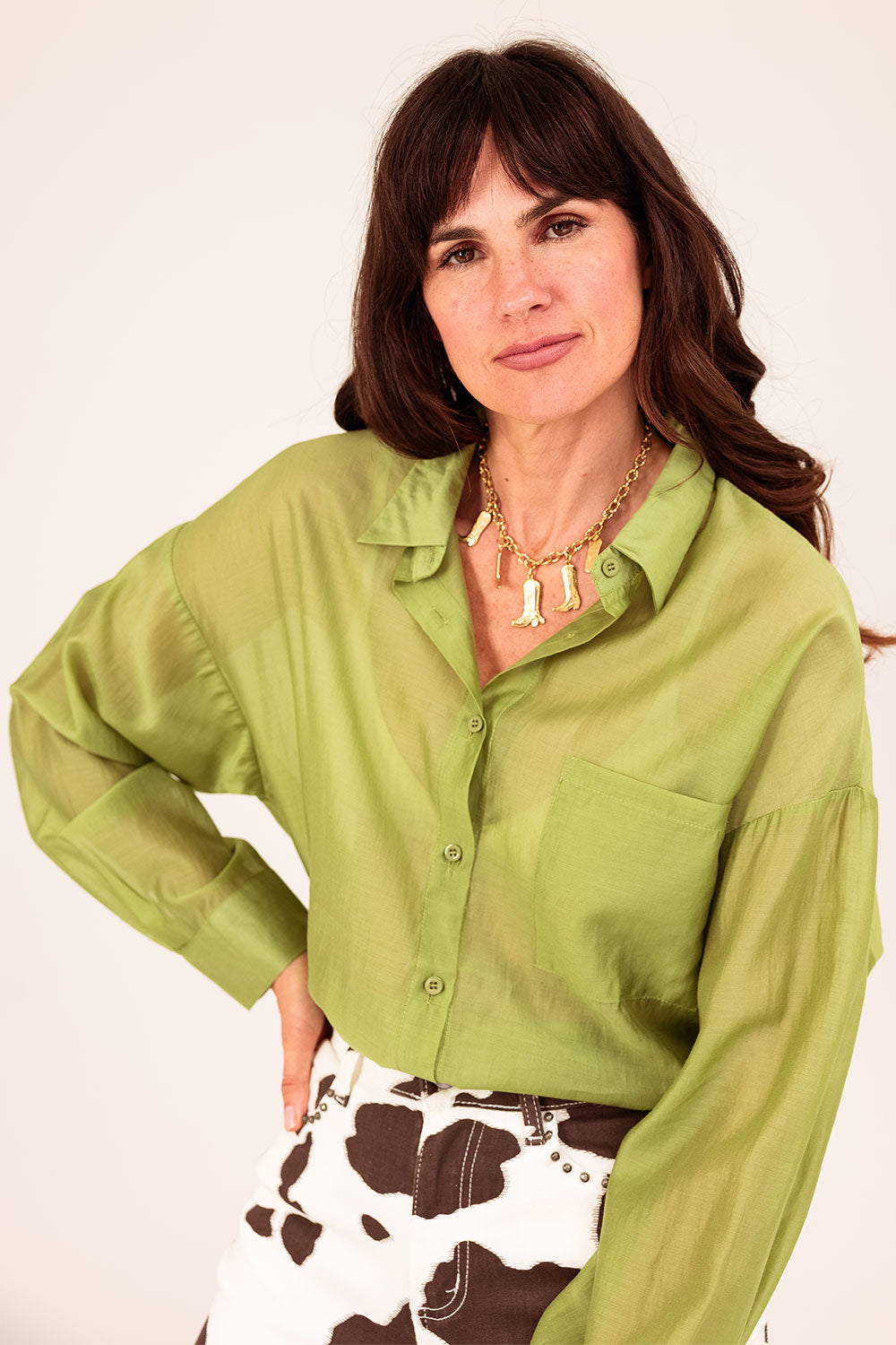 Bedel ketting met westernlaars bedels goudkleurig