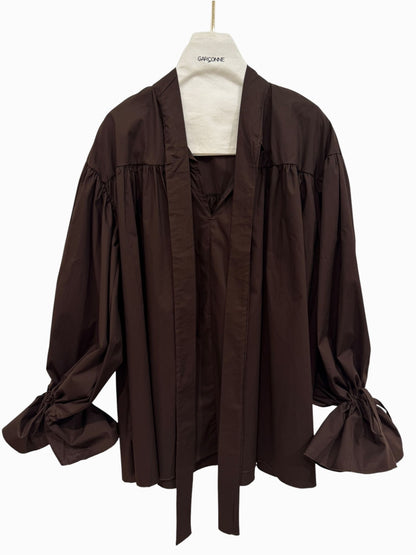 Flowy oversized blouse bruin