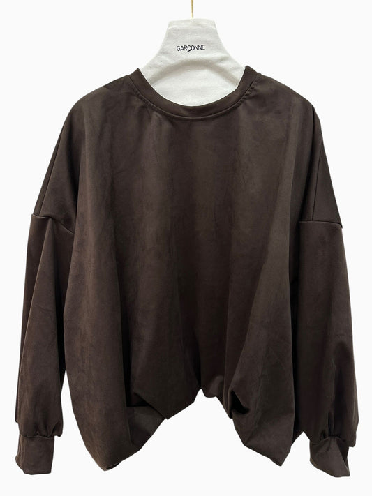 Garçonne suèdine pof top bruin