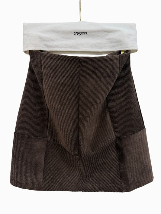 Kort corduroy rokje bruin