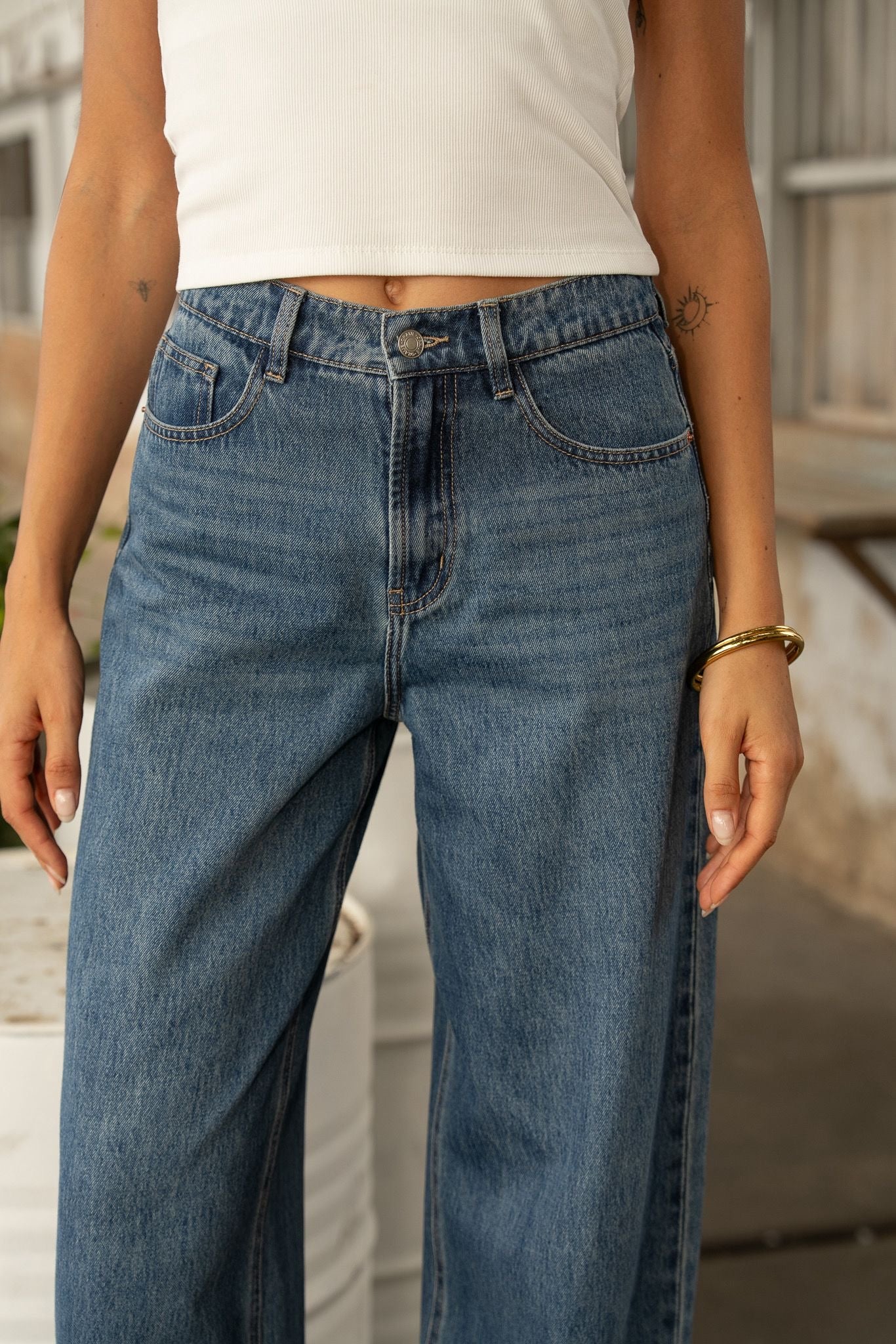 Oraije barrel jeans Brune blauw