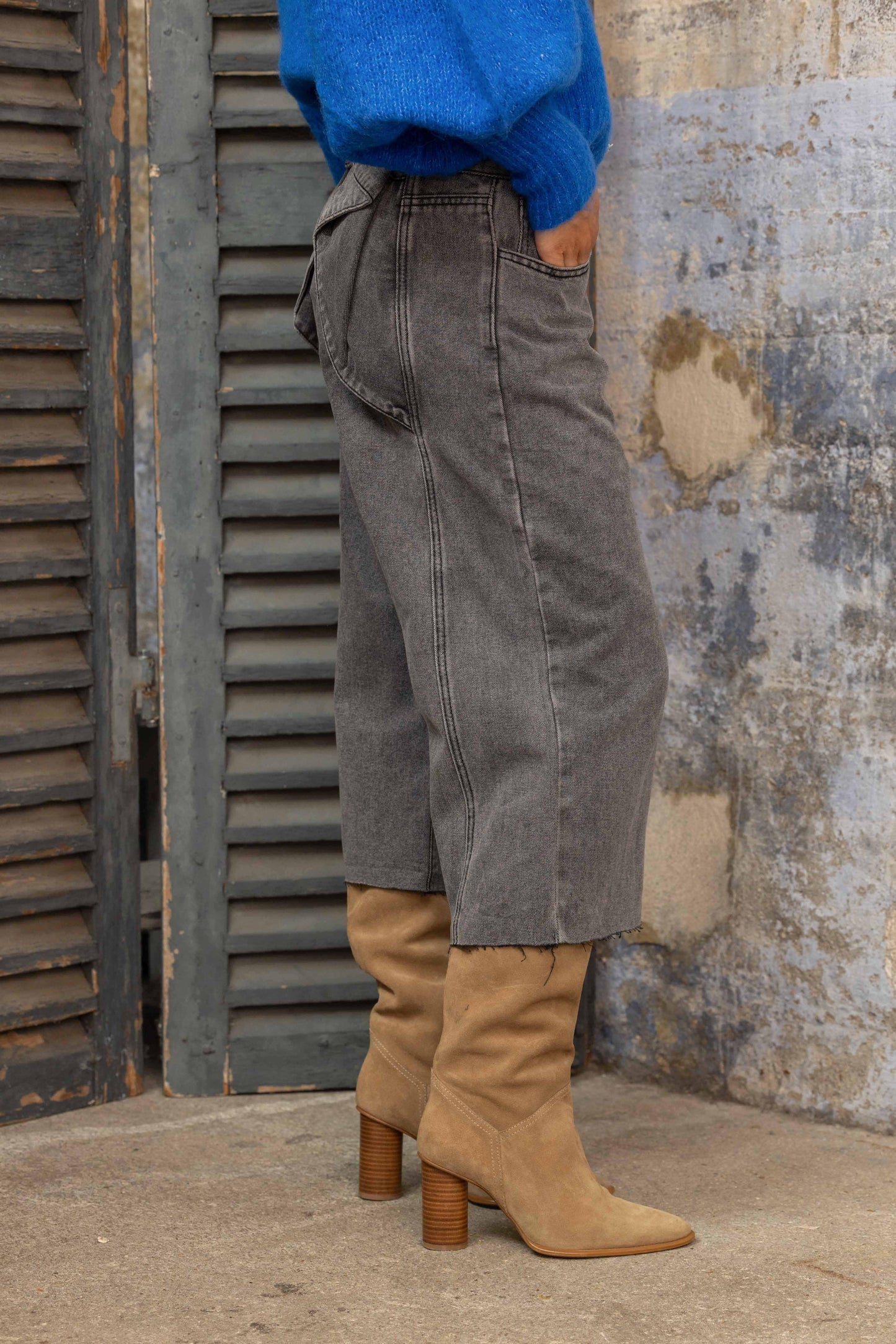 Gold & Silver denim jort grijs