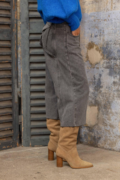 Gold & Silver denim jort grijs