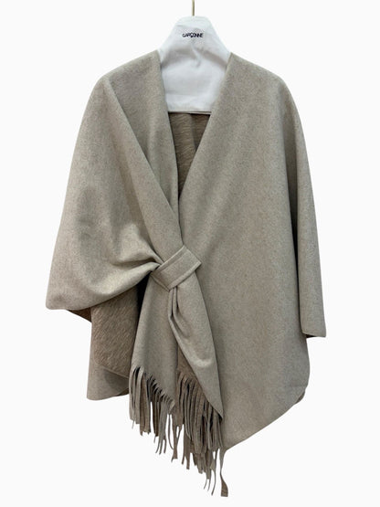 Garçonne poncho vest beige