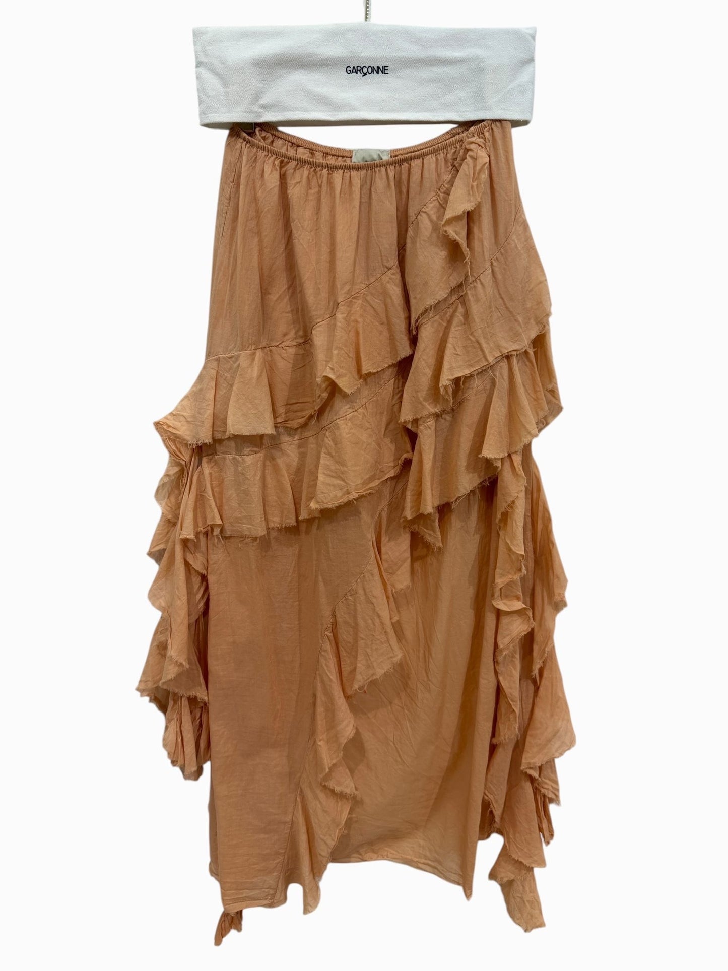 Garçonne asymmetrische rok volants nude