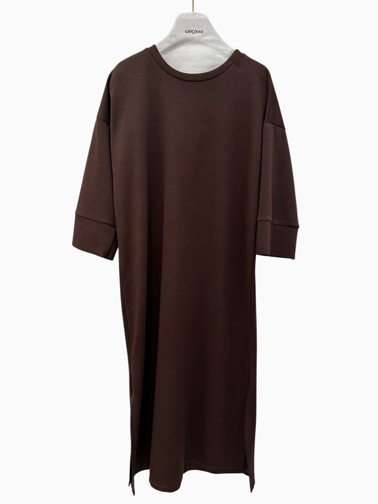Garçonne lange jurk bruin