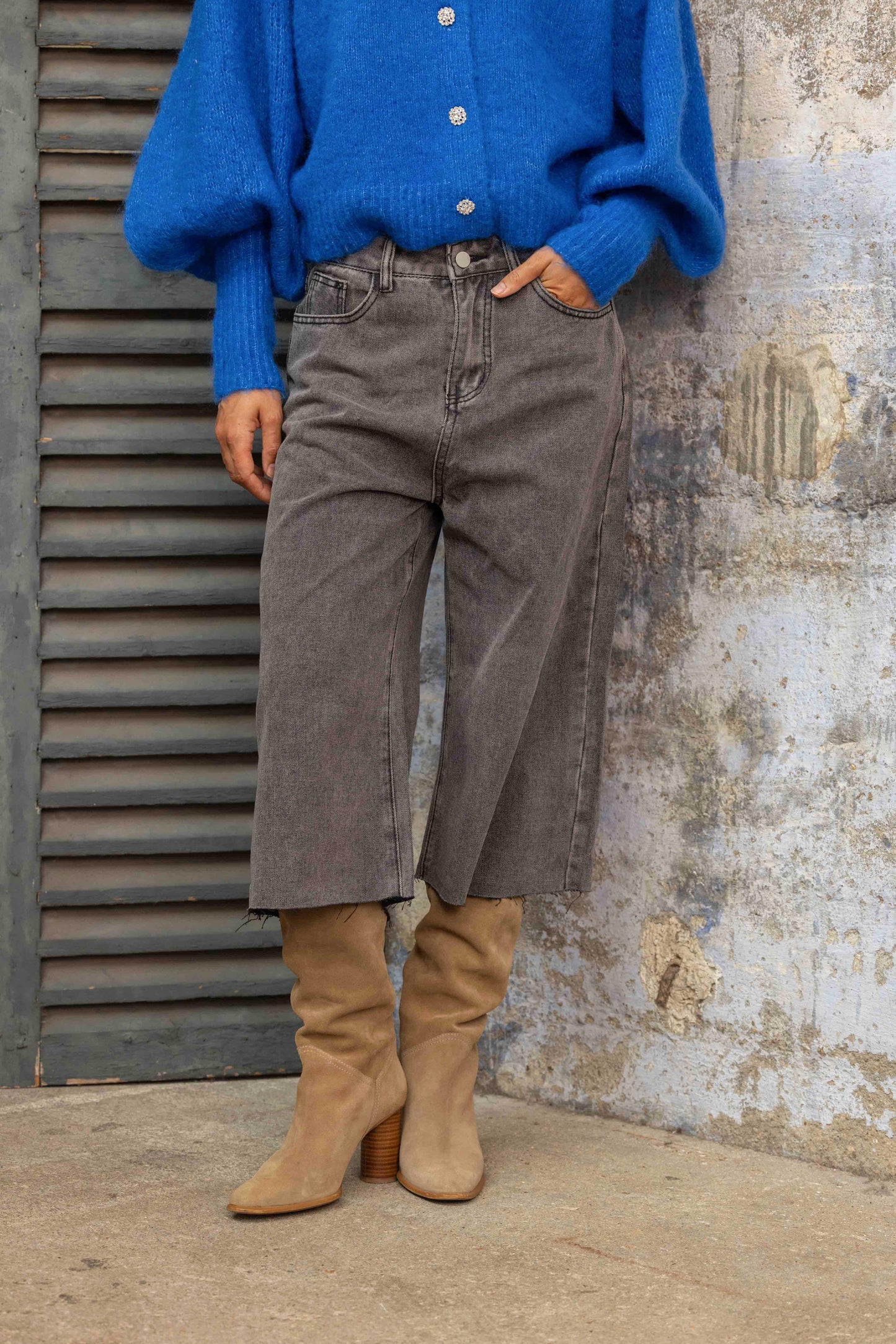 Gold & Silver denim jort grijs