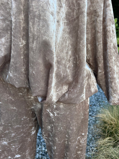 Garçonne velours wide-leg pantalon licht camel