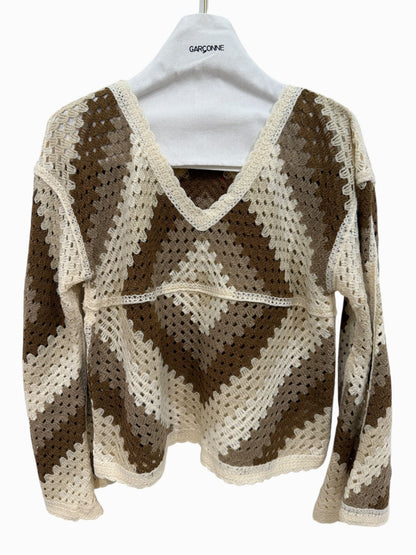 Garçonne crochet top camel