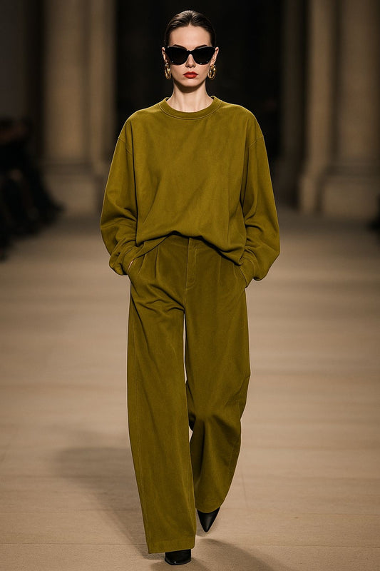 Garçonne suèdine pof top anijsgroen