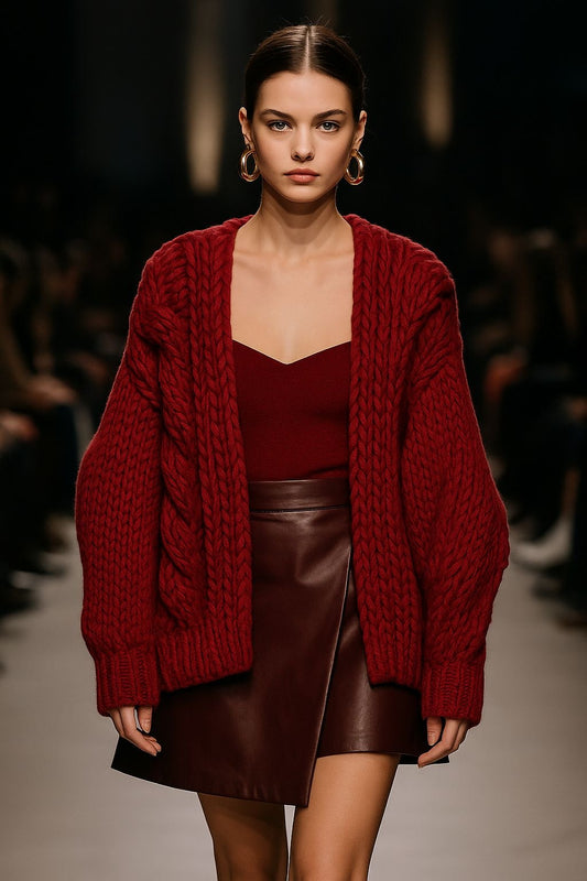 Garçonne kabel vest bordeaux