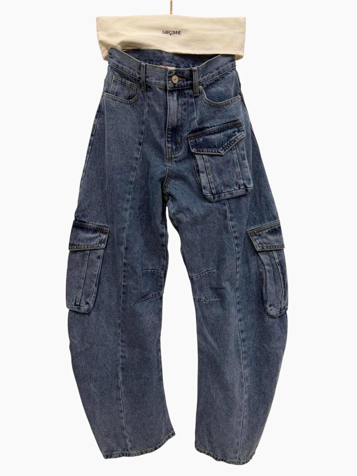 Barrel cargo jeans blauw
