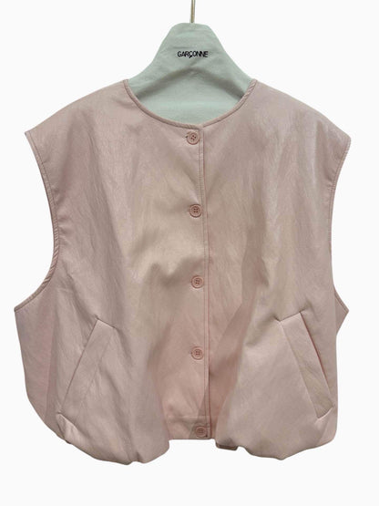 Garçonne vegan leather gilet roze