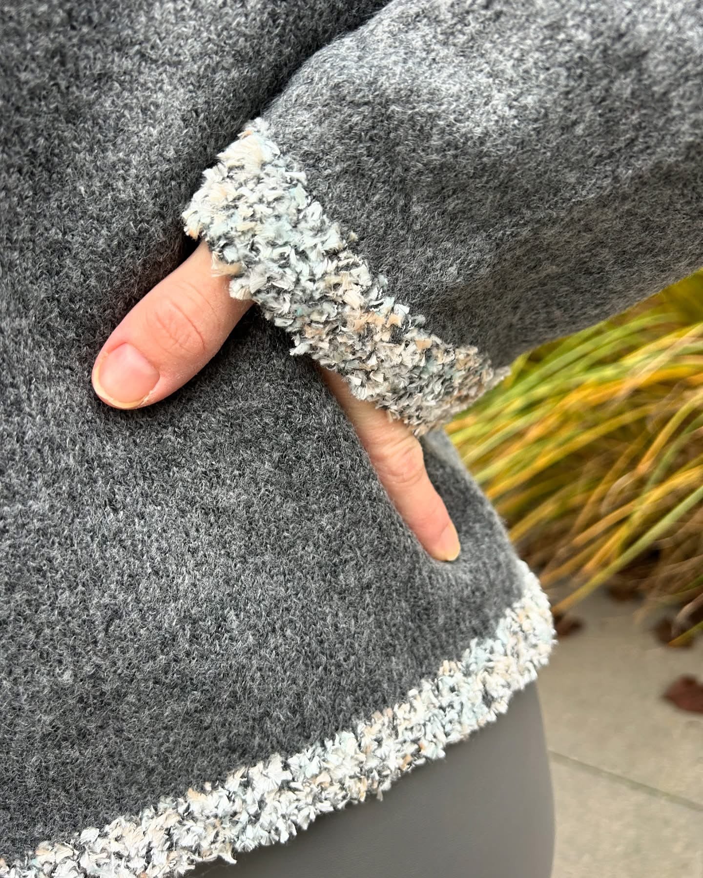 Trui met contrasterende boorden - Grijs