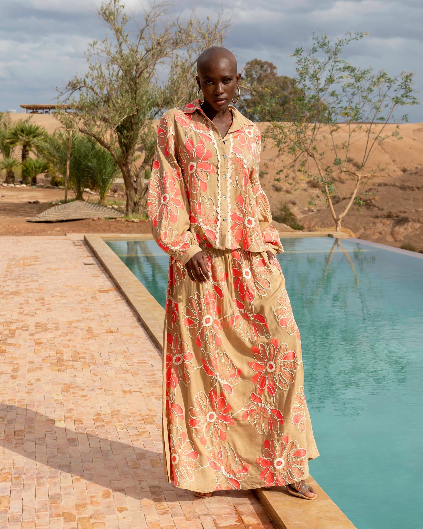 Bianca embroidered blouse Betina camel