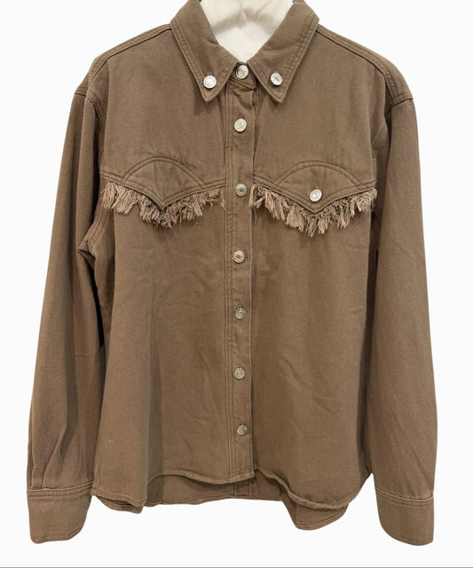 Jeans blouse franjes camel