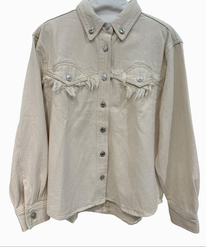 Jeans blouse franjes crème