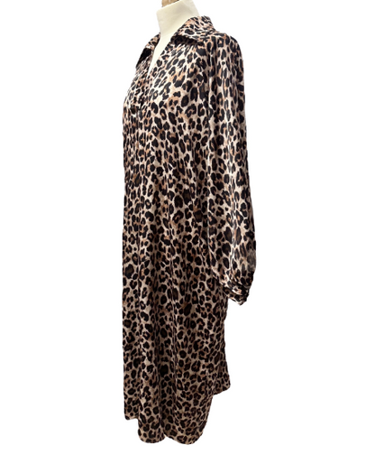 Panter jurk v-hals - Bruin
