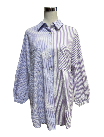 Speelse blouse met streep patroon - Lila