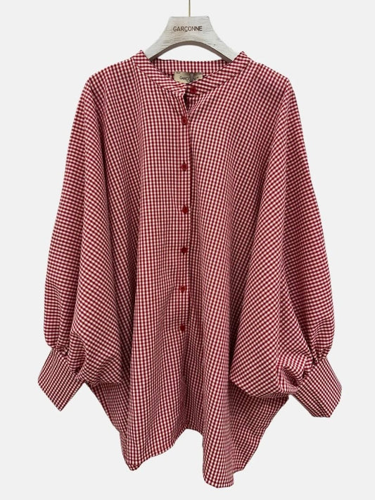 Garçonne geruite wijdvallende blouse (2 kleuren)