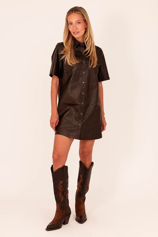 Jurkje doorknoop vegan leather bruin