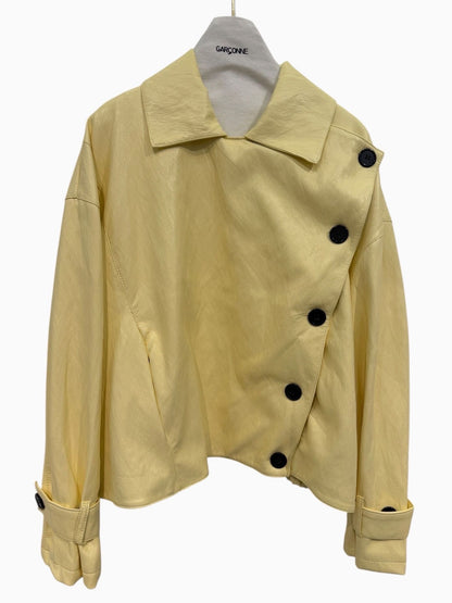 Garçonne vegan leather jasje geel